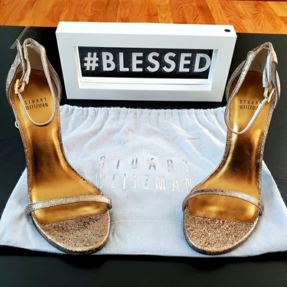 Never worn! Stuart Weitzman gold sandals, size 8.5